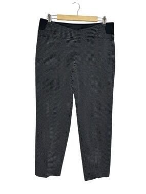 Investments Petites Black & White Swiss Dot Stretch Pull On Ankle Pants 12P